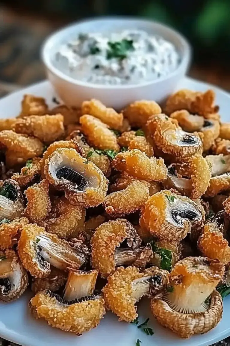 Champignons frits croustillants avec sauce ranch fraîche