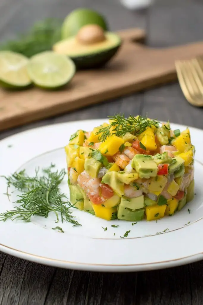 Tartare de crevettes, avocat et mangue