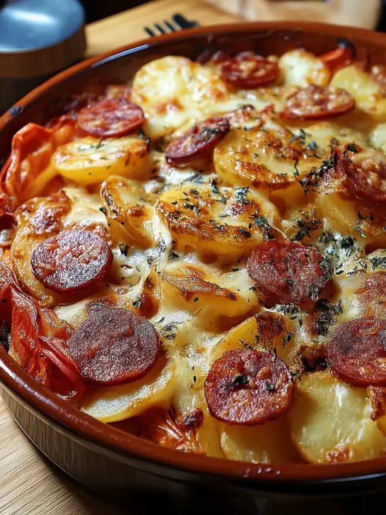 Gratin Rustique de Pommes de Terre au Chorizo et Béchamel de Tomate