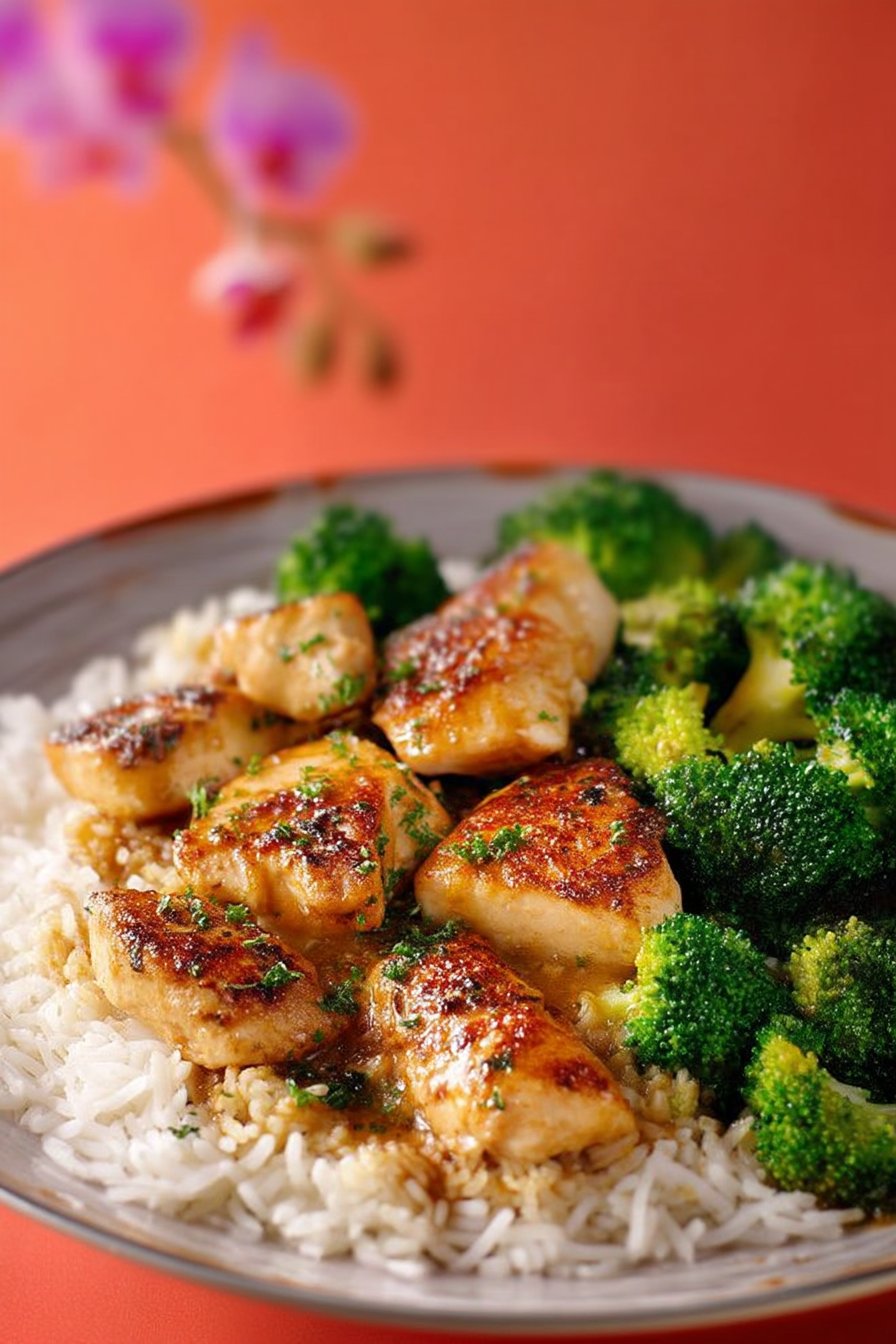 Délicieux Poulet Sauté Avec Riz Et Brocoli