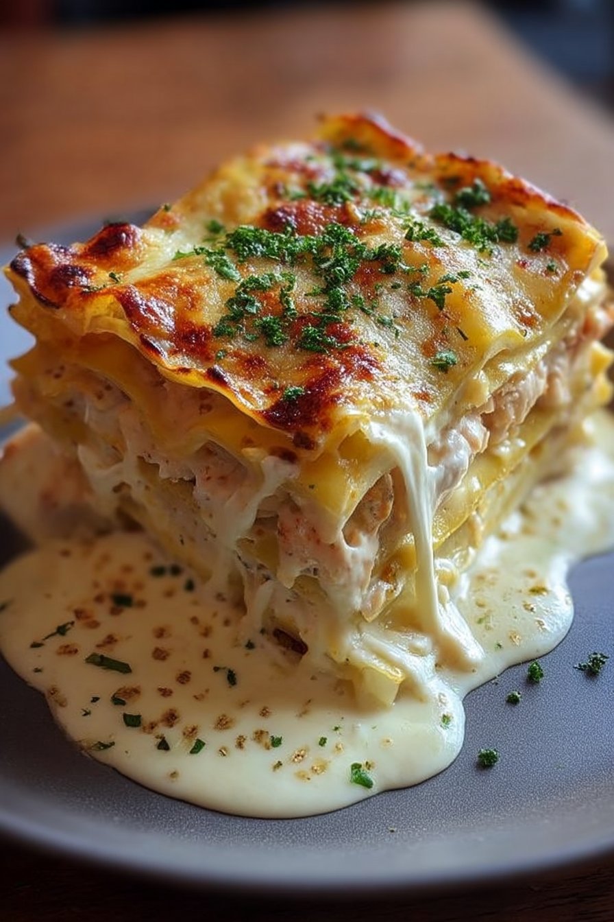 Lasagnes Fondantes au Poulet et Sauce Blanche Crémeuse