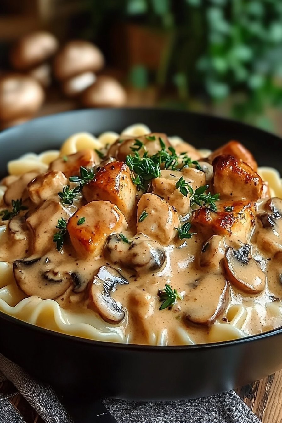 Stroganoff de Poulet aux Champignons