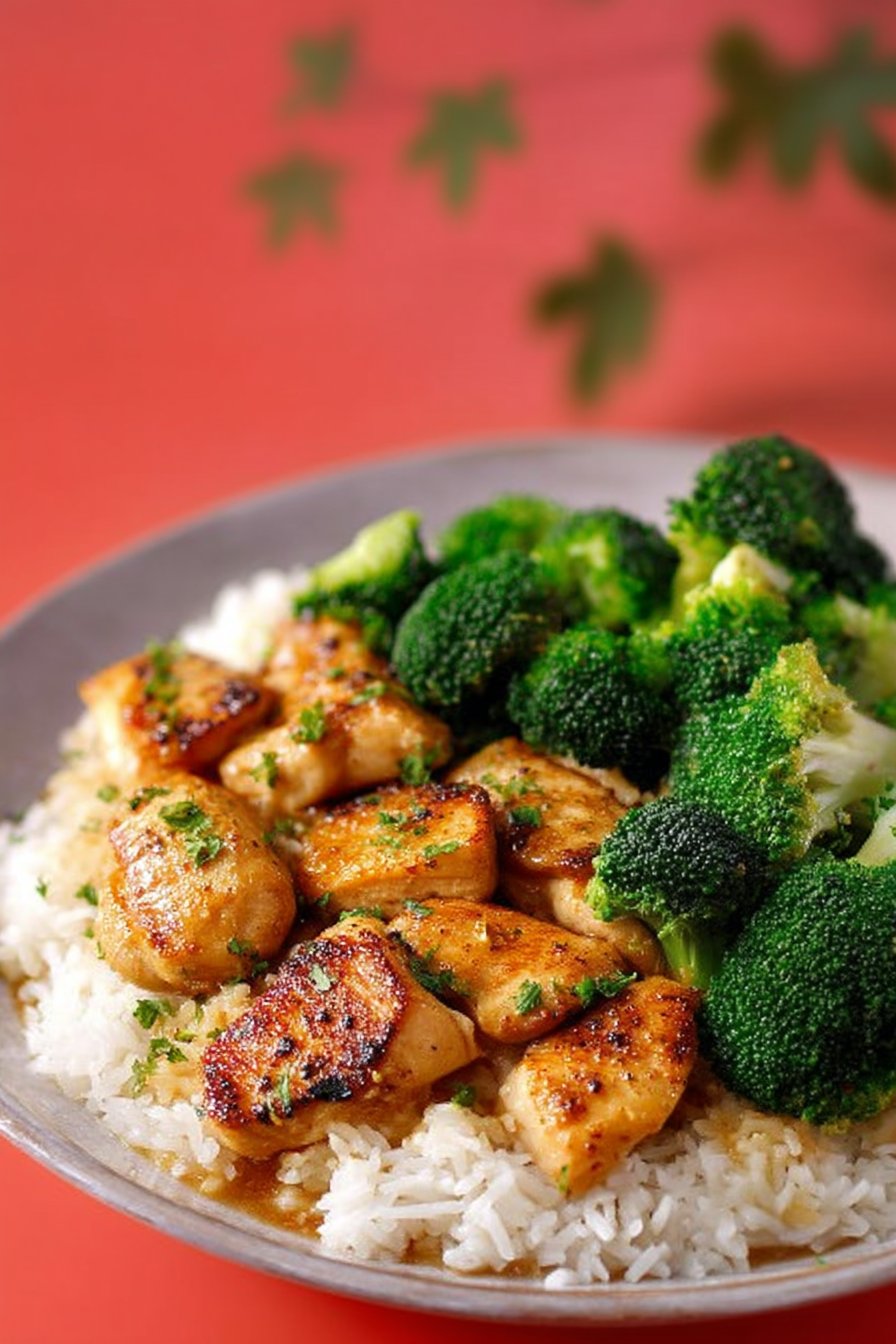 Délicieux Poulet Sauté Avec Riz Et Brocoli