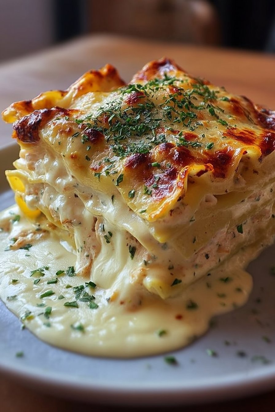 Lasagnes Fondantes au Poulet et Sauce Blanche Crémeuse