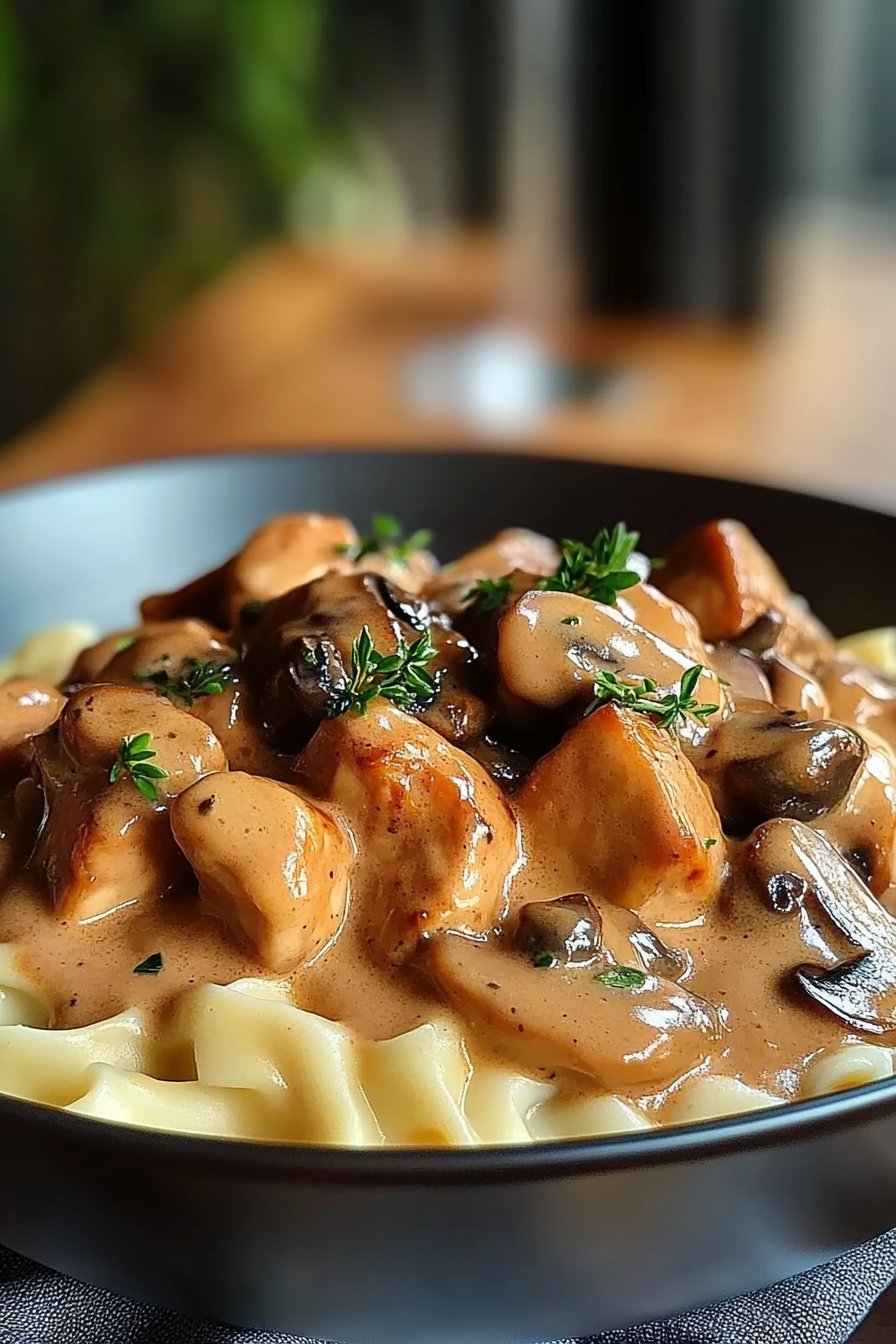 Stroganoff de Poulet aux Champignons