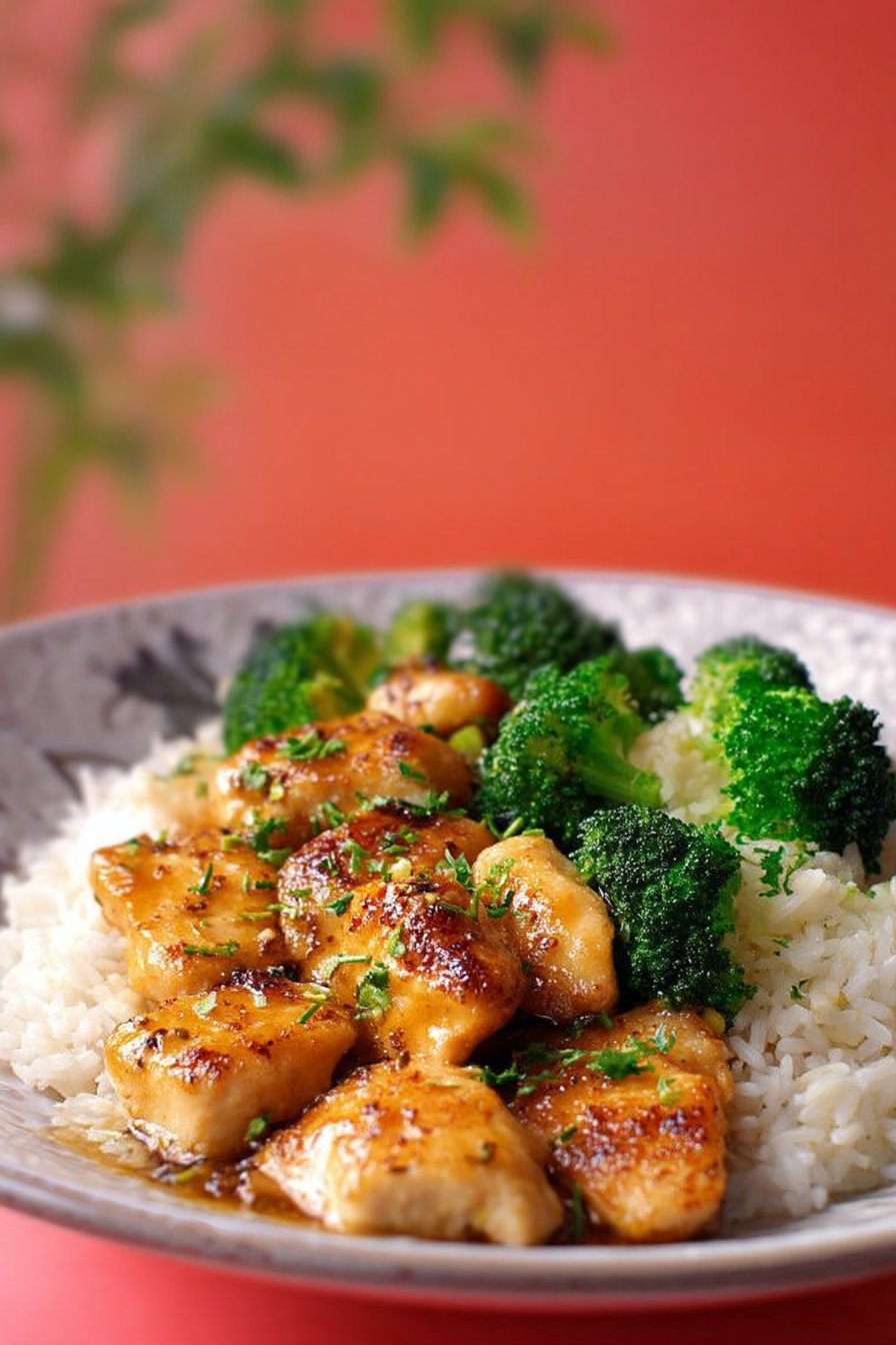 Délicieux Poulet Sauté Avec Riz Et Brocoli