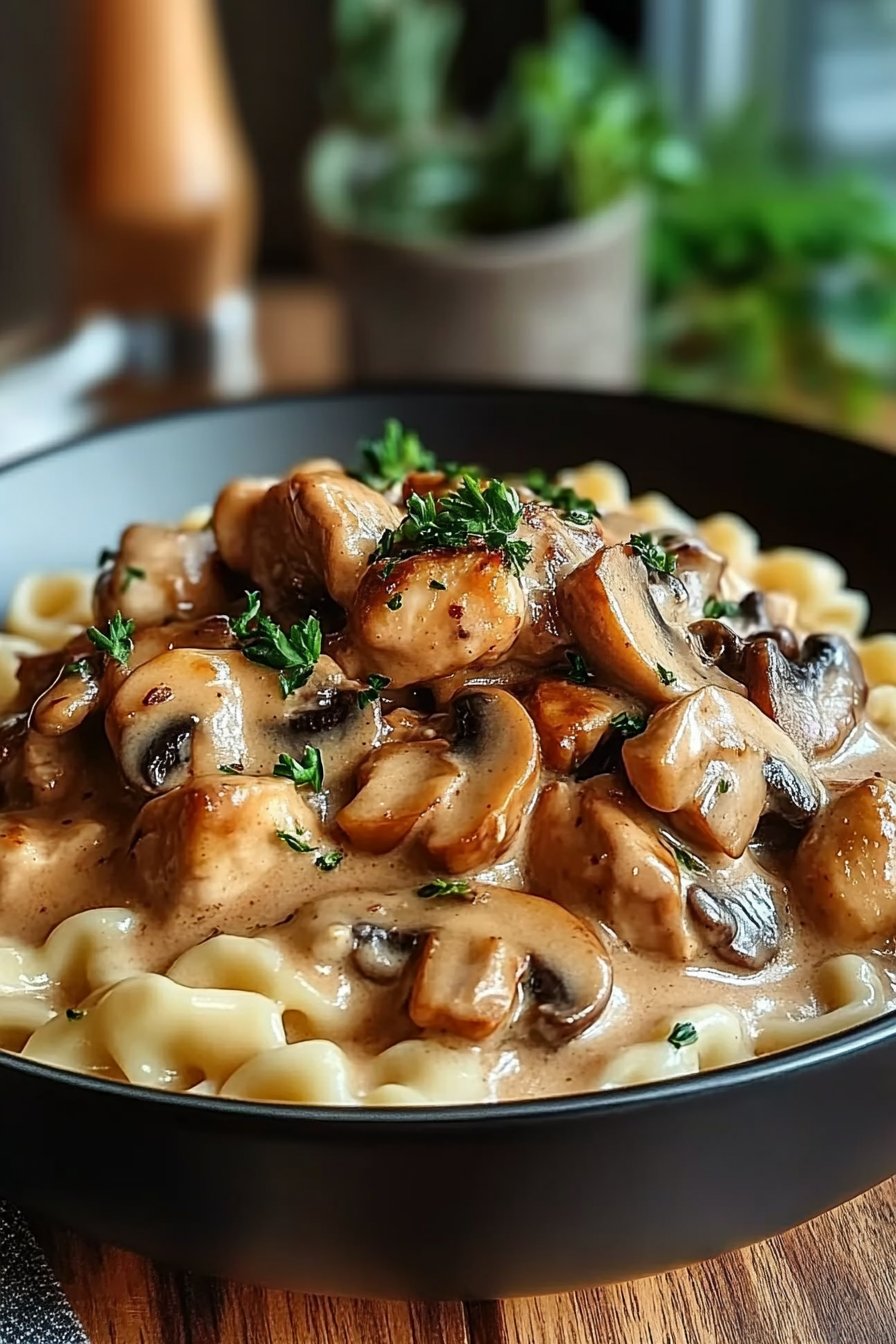 Stroganoff de Poulet aux Champignons