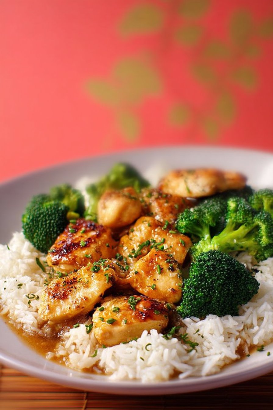 Délicieux Poulet Sauté Avec Riz Et Brocoli