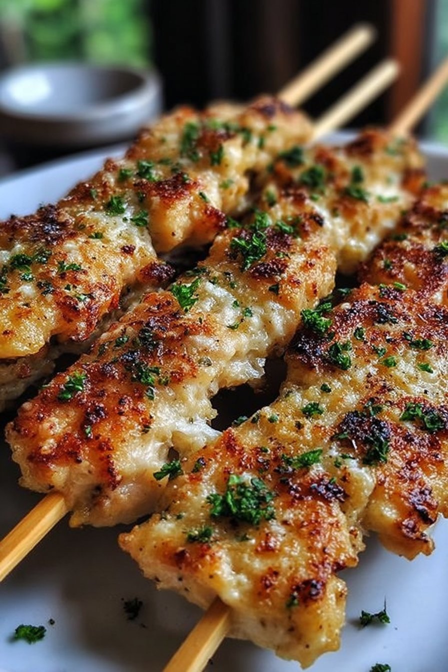 Brochettes de poulet à l'ail et au parmesan pour friteuse à air