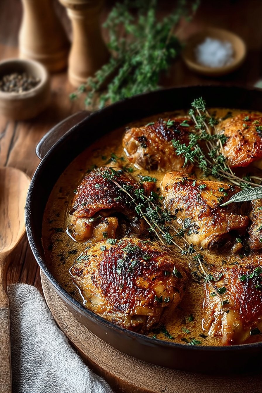 Poulet fermier à la normande