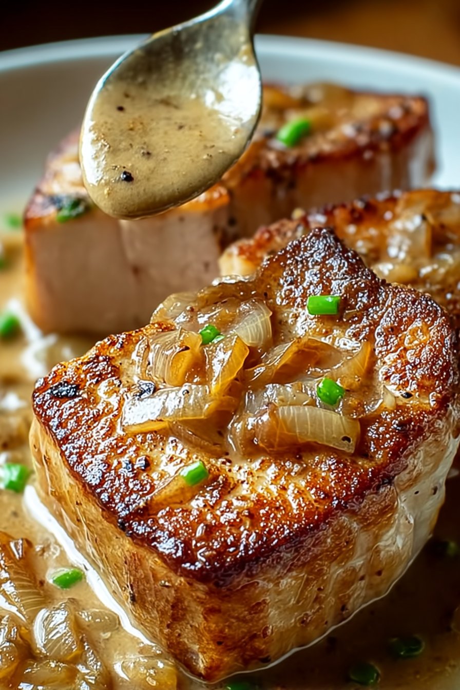 cotes porc oignons