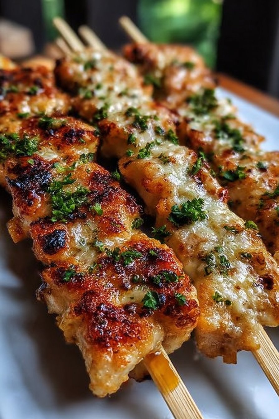 brochettes de poulet à l'ail et au parmesan pour friteuse à air