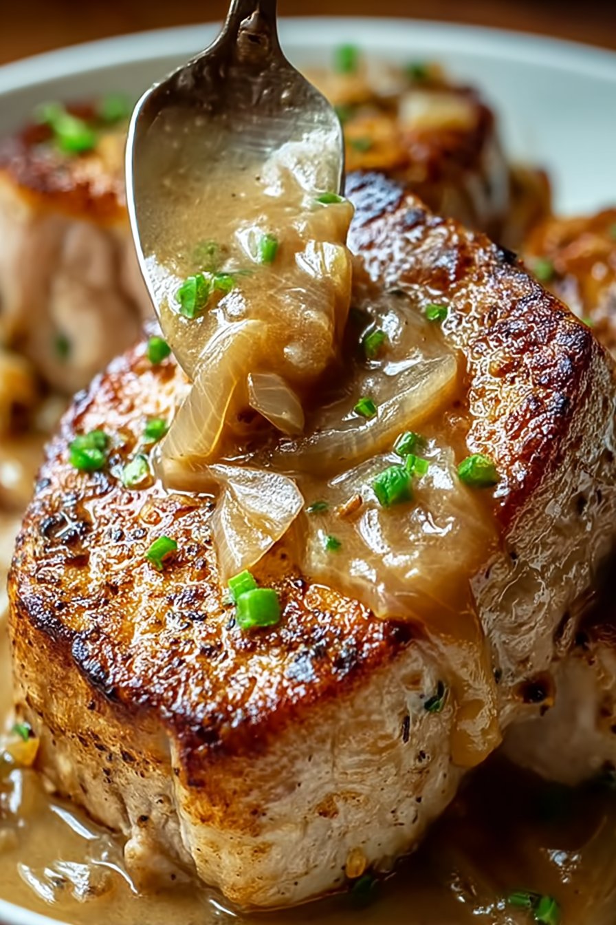 cotes porc oignons