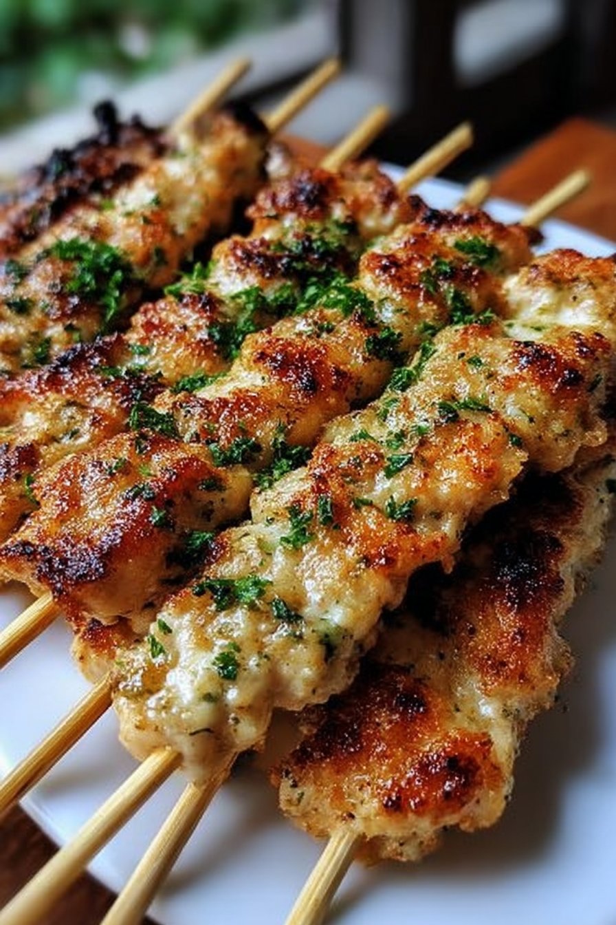 brochettes de poulet à l'ail et au parmesan pour friteuse à air
