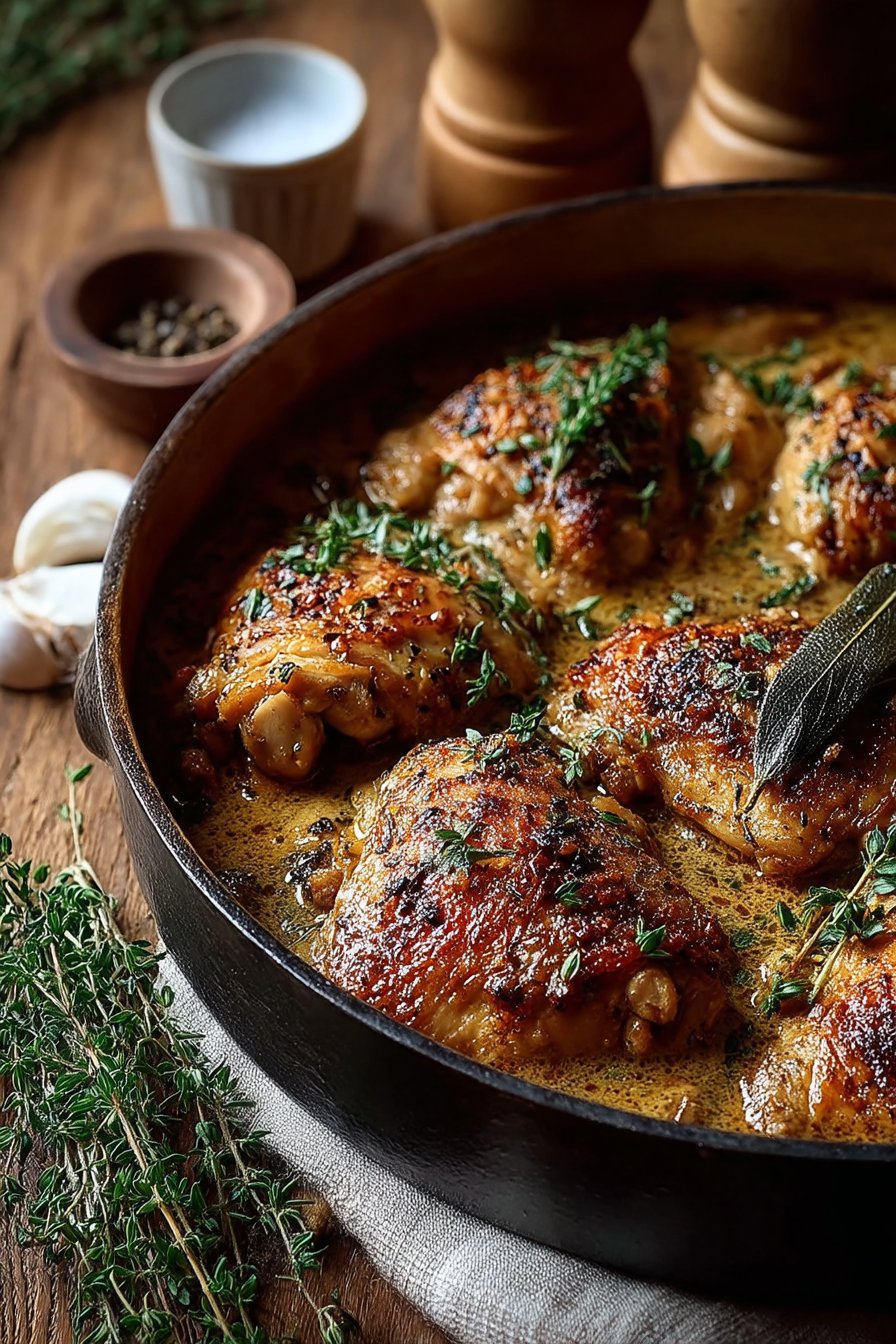 Poulet fermier à la normande