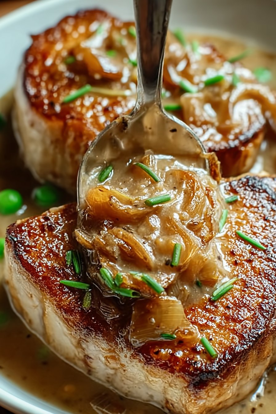 cotes porc oignons