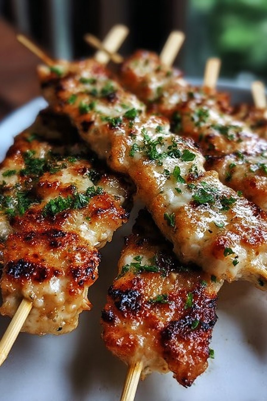 brochettes de poulet à l'ail et au parmesan pour friteuse à air