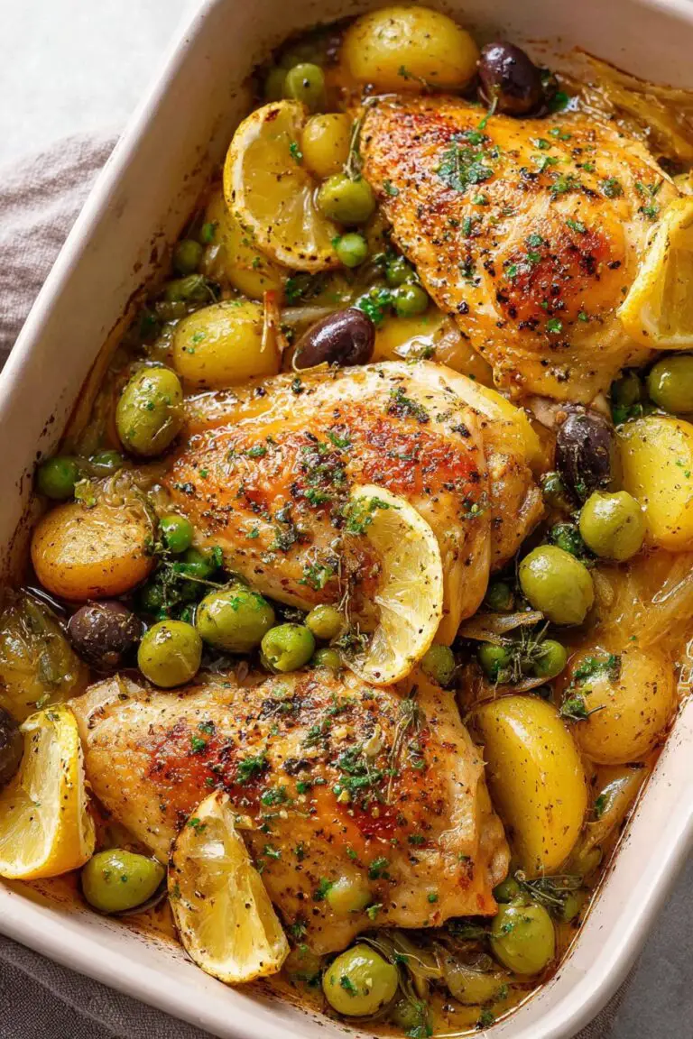 Poulet aux olives vertes au four