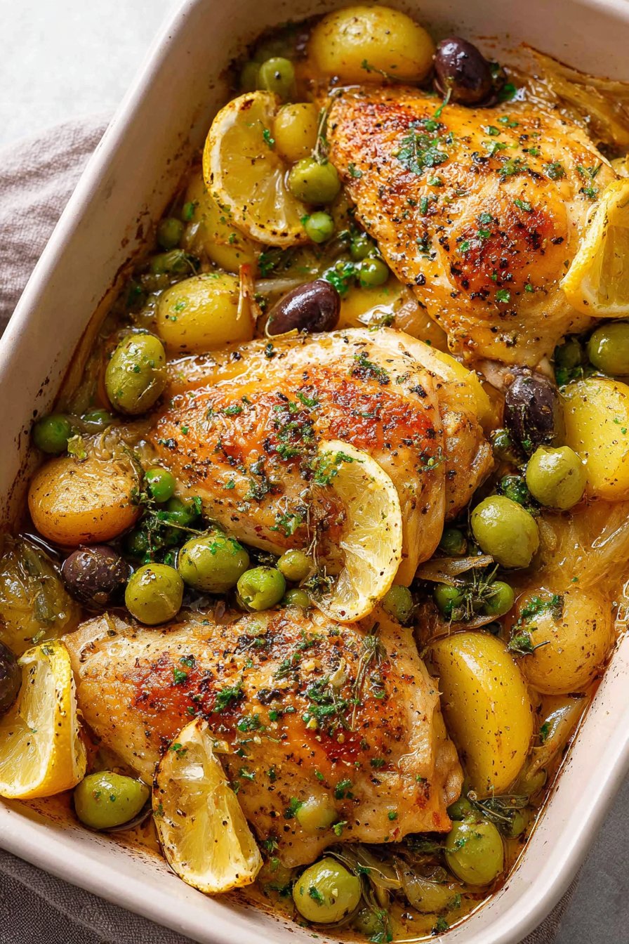Poulet aux olives vertes au four
