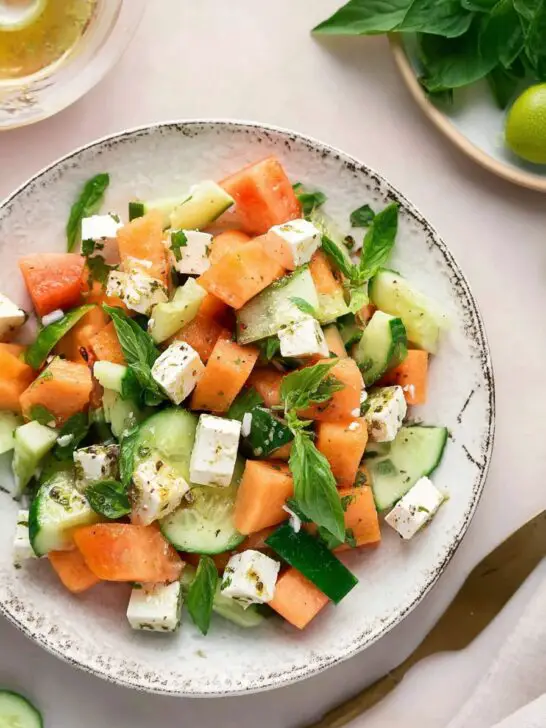 Salade de melon, concombre et feta