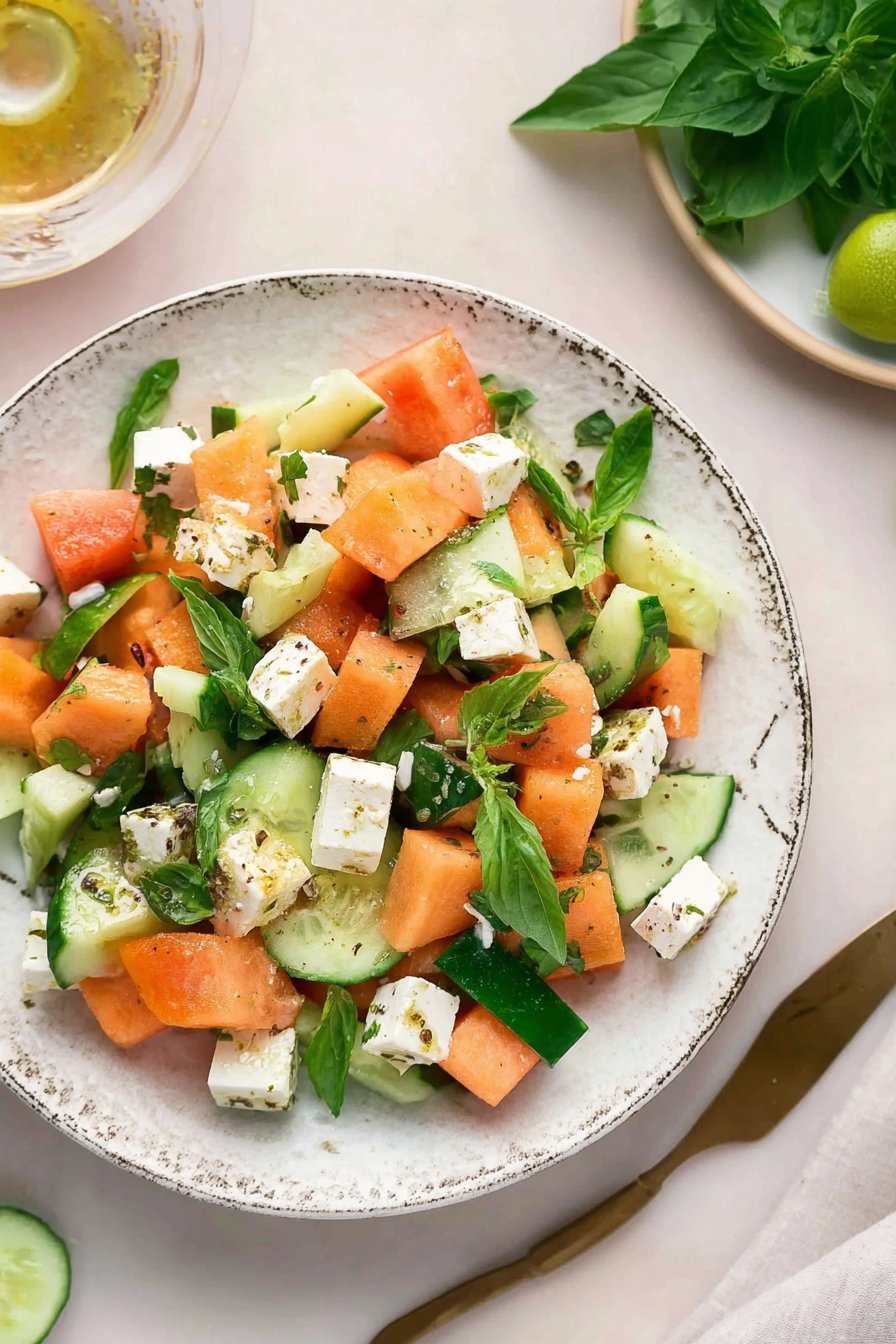 Salade de melon, concombre et feta