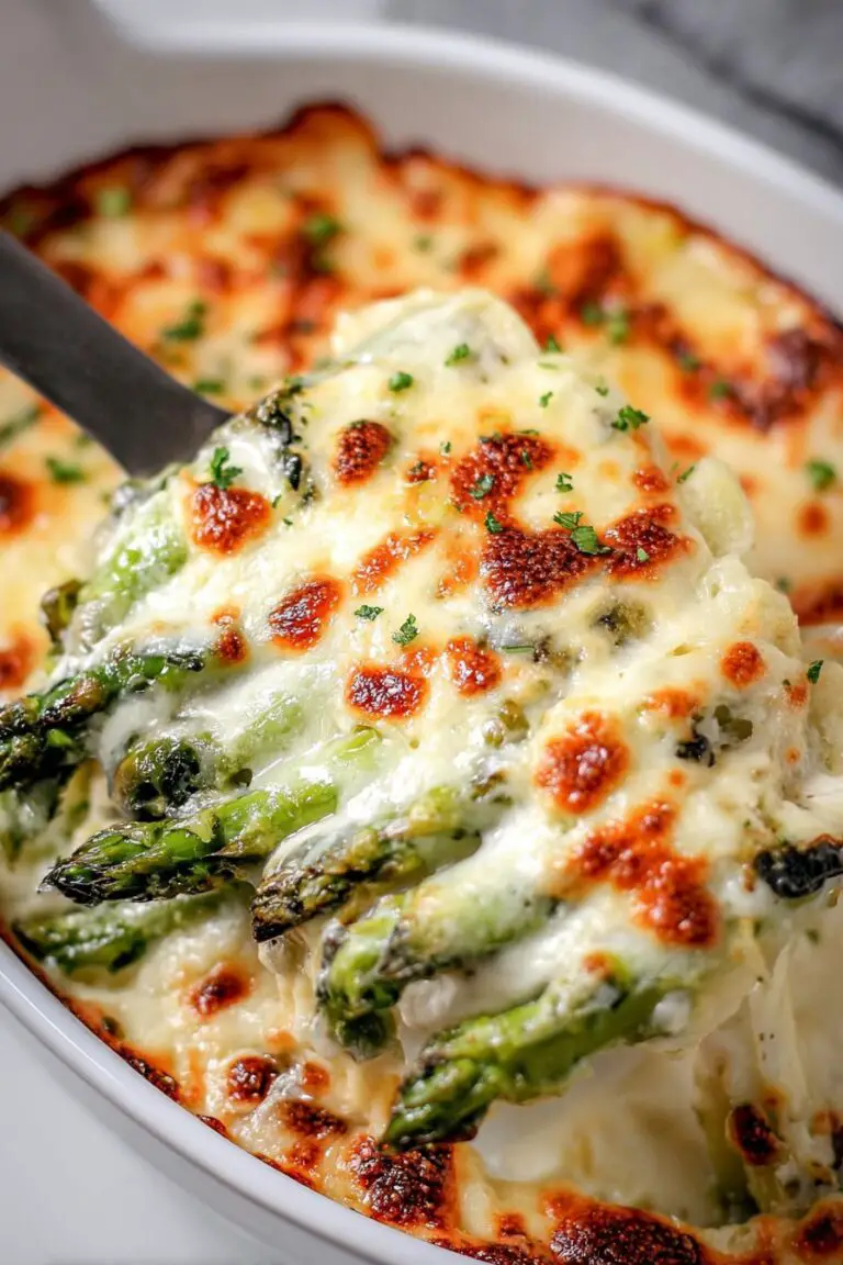 Gratin d’asperges au fromage.