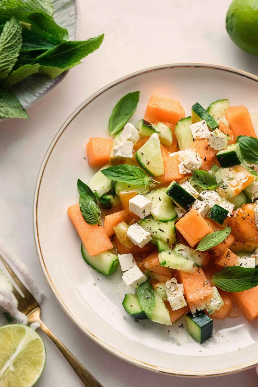 Salade de melon, concombre et feta
