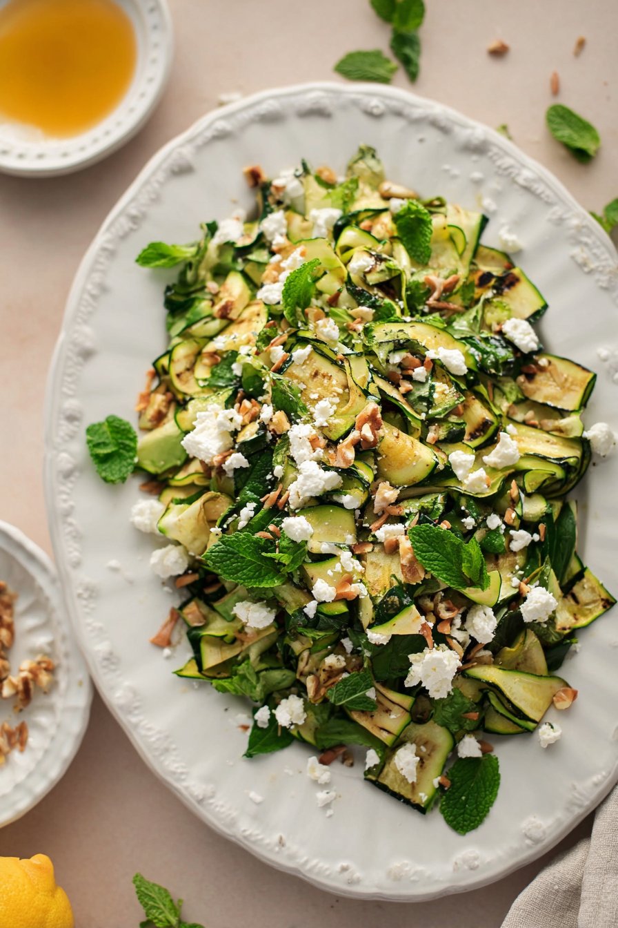 Salade de courgettes grillées, feta et menthe