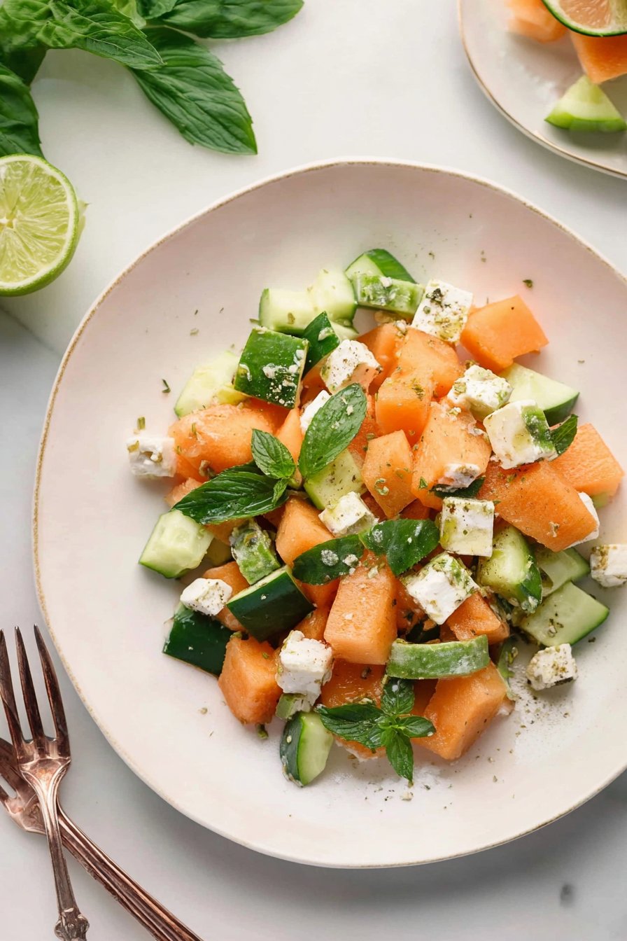 Salade de melon, concombre et feta