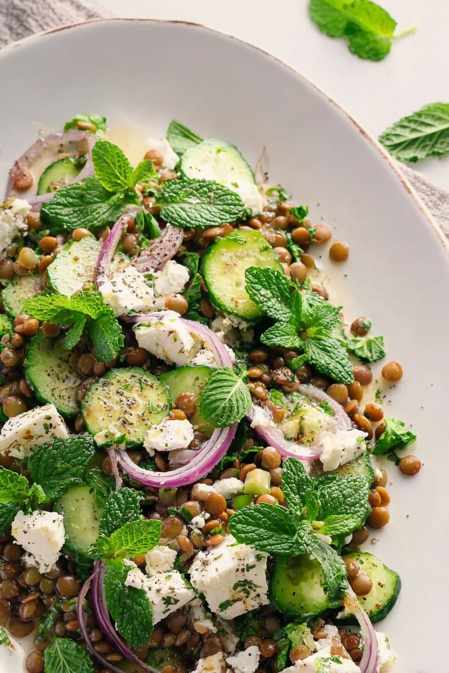 Salade de lentilles, menthe et feta