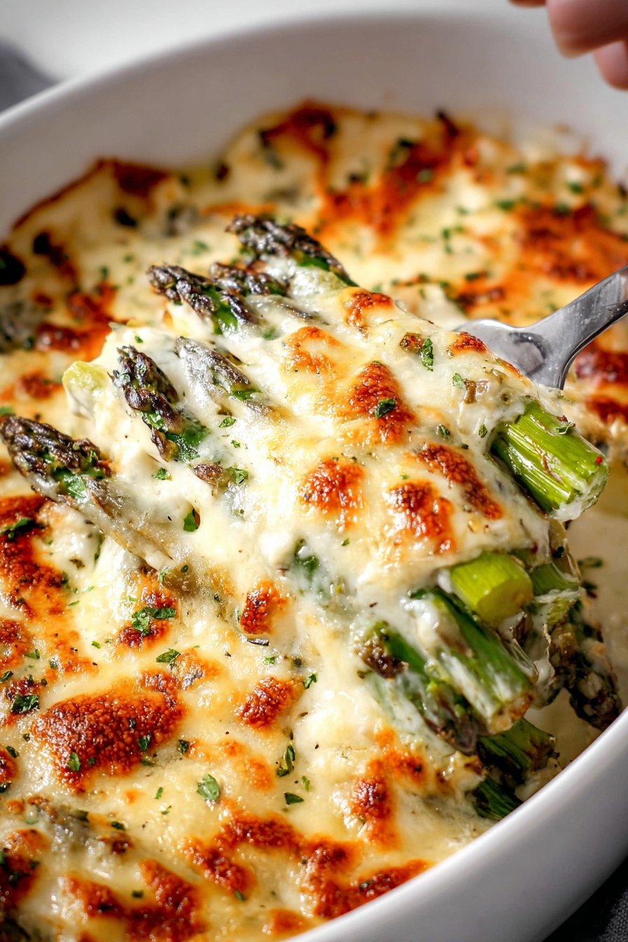 Gratin d’asperges au fromage.