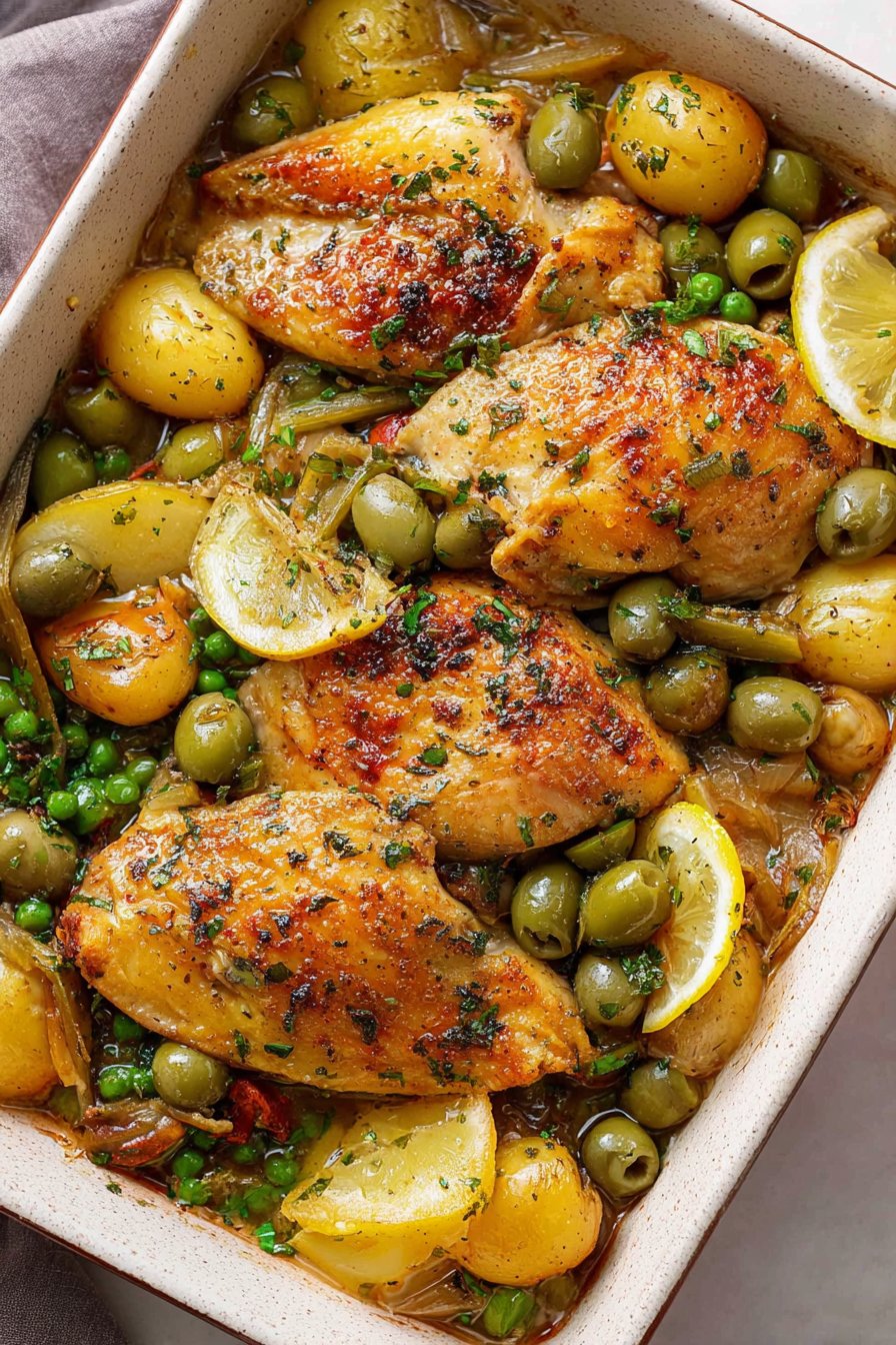 Poulet aux olives vertes au four