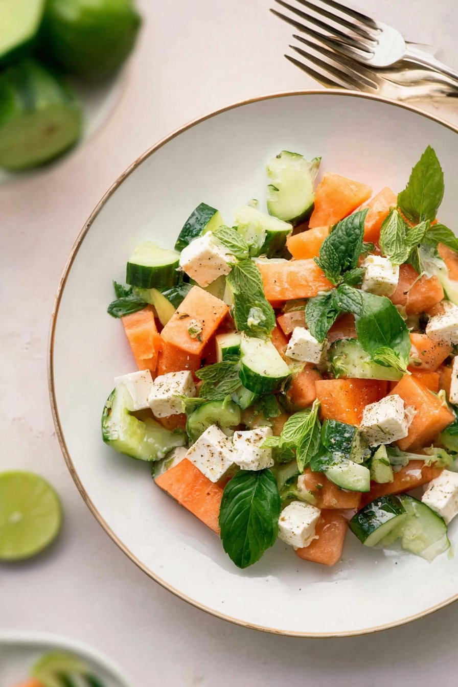 Salade de melon, concombre et feta
