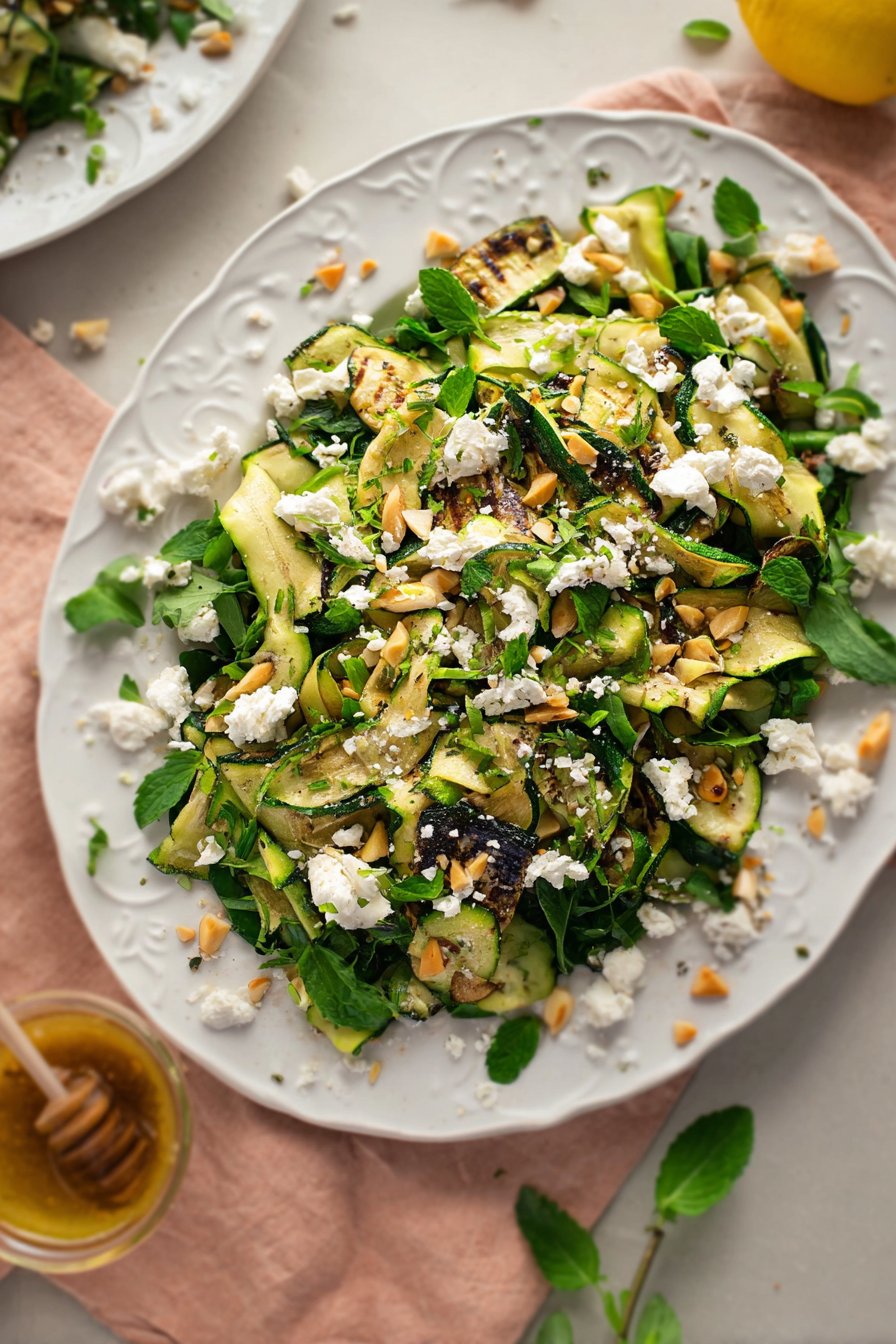 Salade de courgettes grillées, feta et menthe