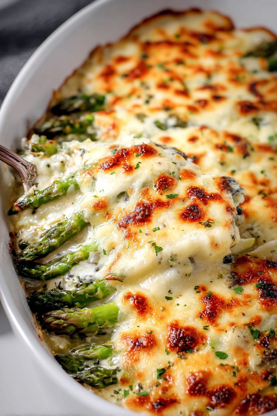 Gratin d’asperges au fromage.