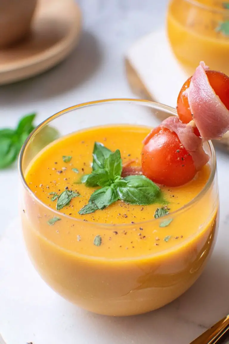 Soupe froide de melon, basilic et menthe