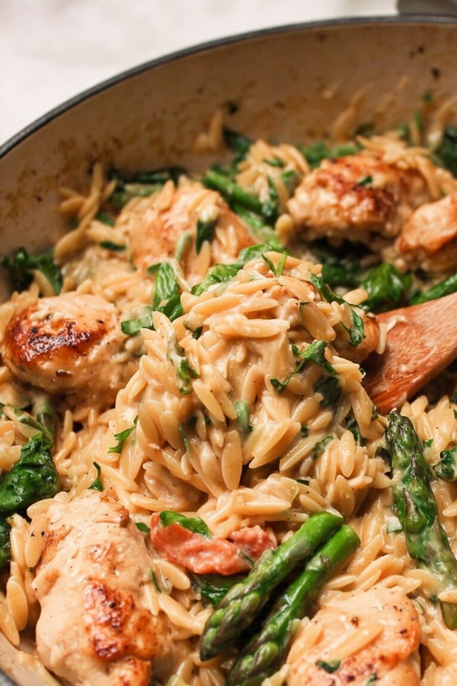 Orzo au poulet tout-en-un