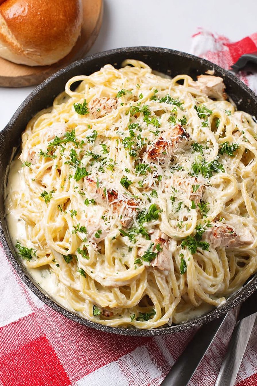 Alfredo au poulet rôti