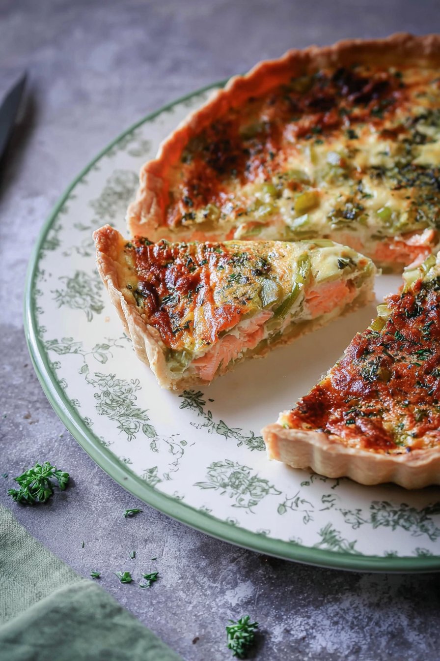 Quiche au saumon frais et aux poireaux