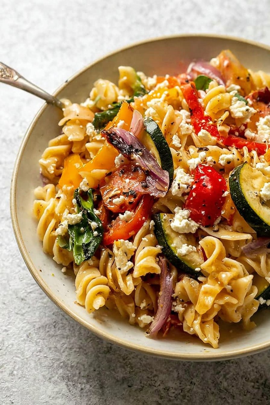 Salade de pâtes aux légumes rôtis