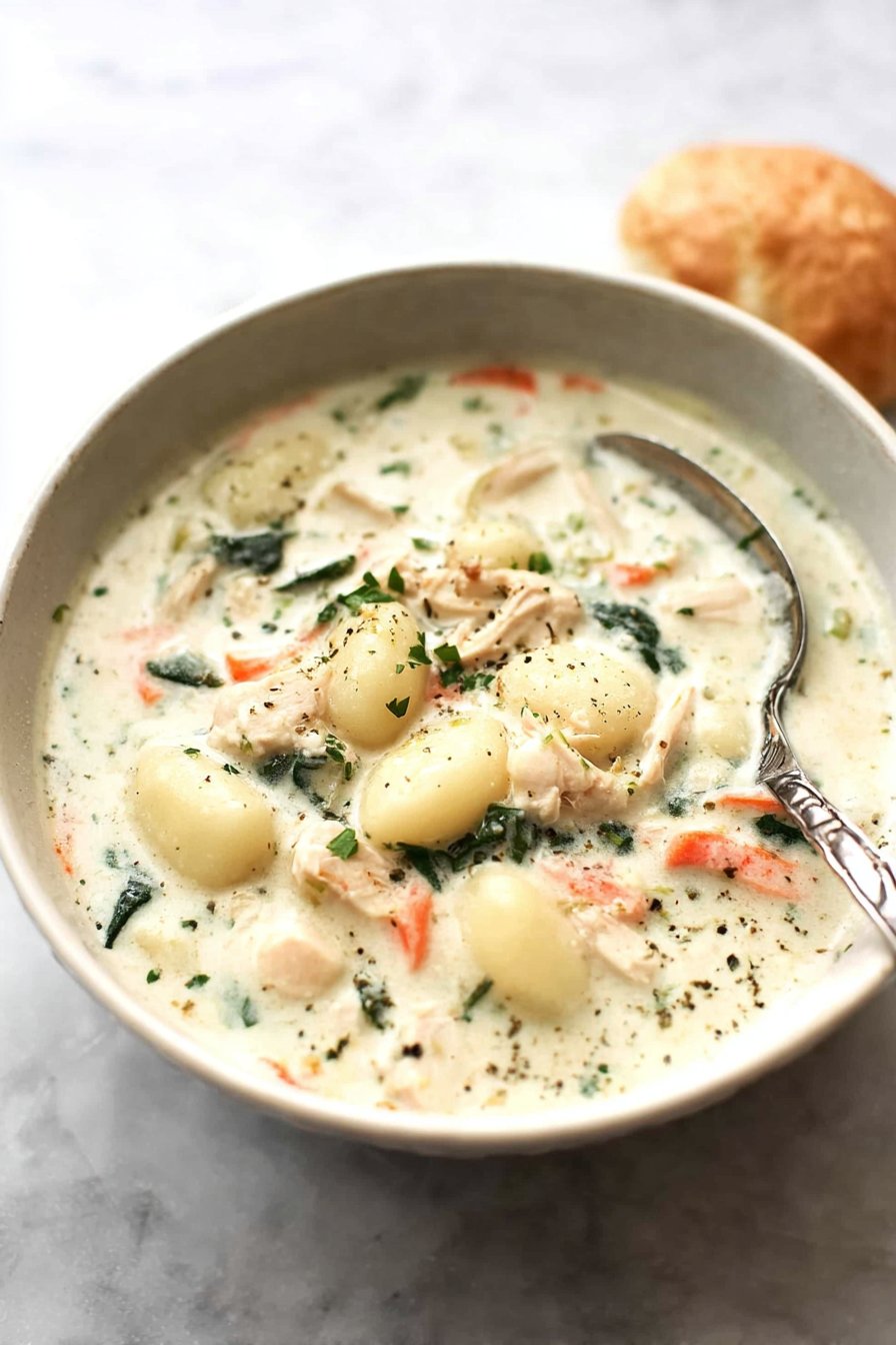 Soupe de gnocchis au poulet façon Olive Garden