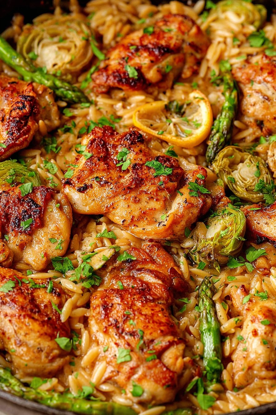 Orzo crémeux au poulet et citron