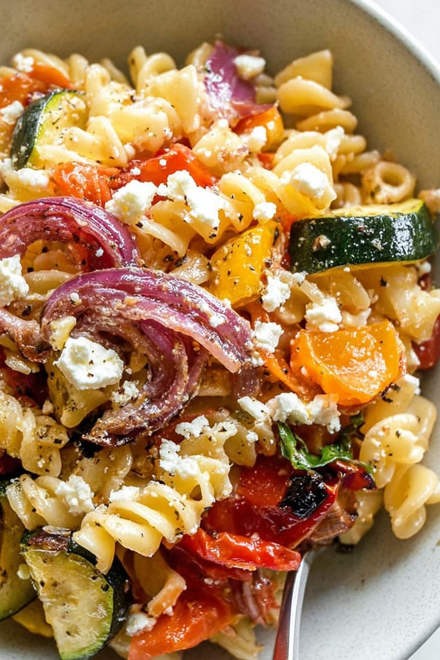 Salade de pâtes aux légumes rôtis