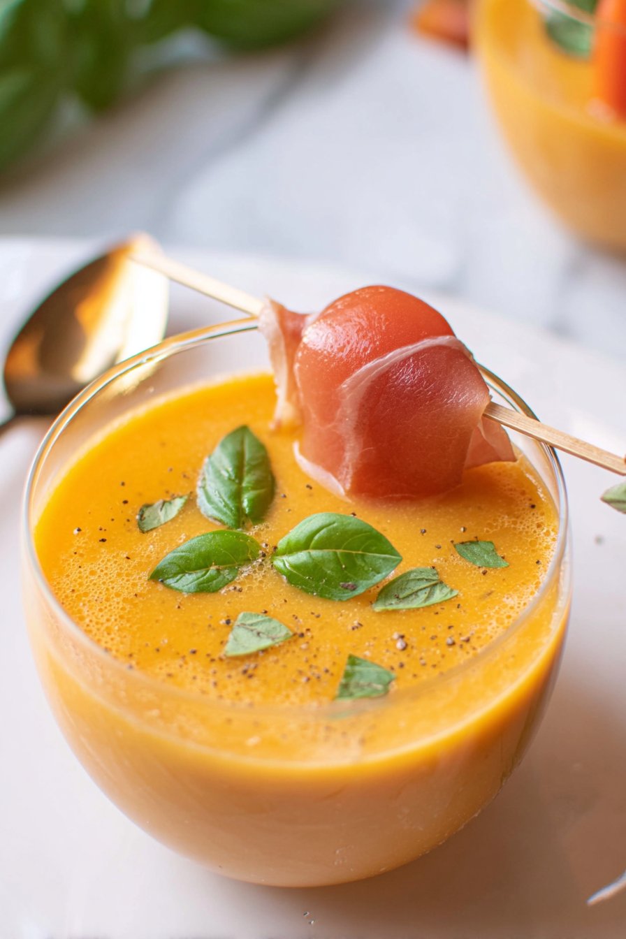 Soupe froide de melon, basilic et menthe