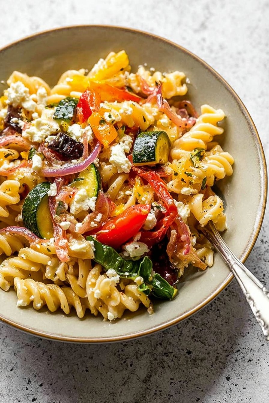 Salade de pâtes aux légumes rôtis