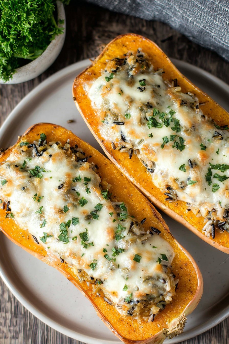 Courge butternut farcie au riz