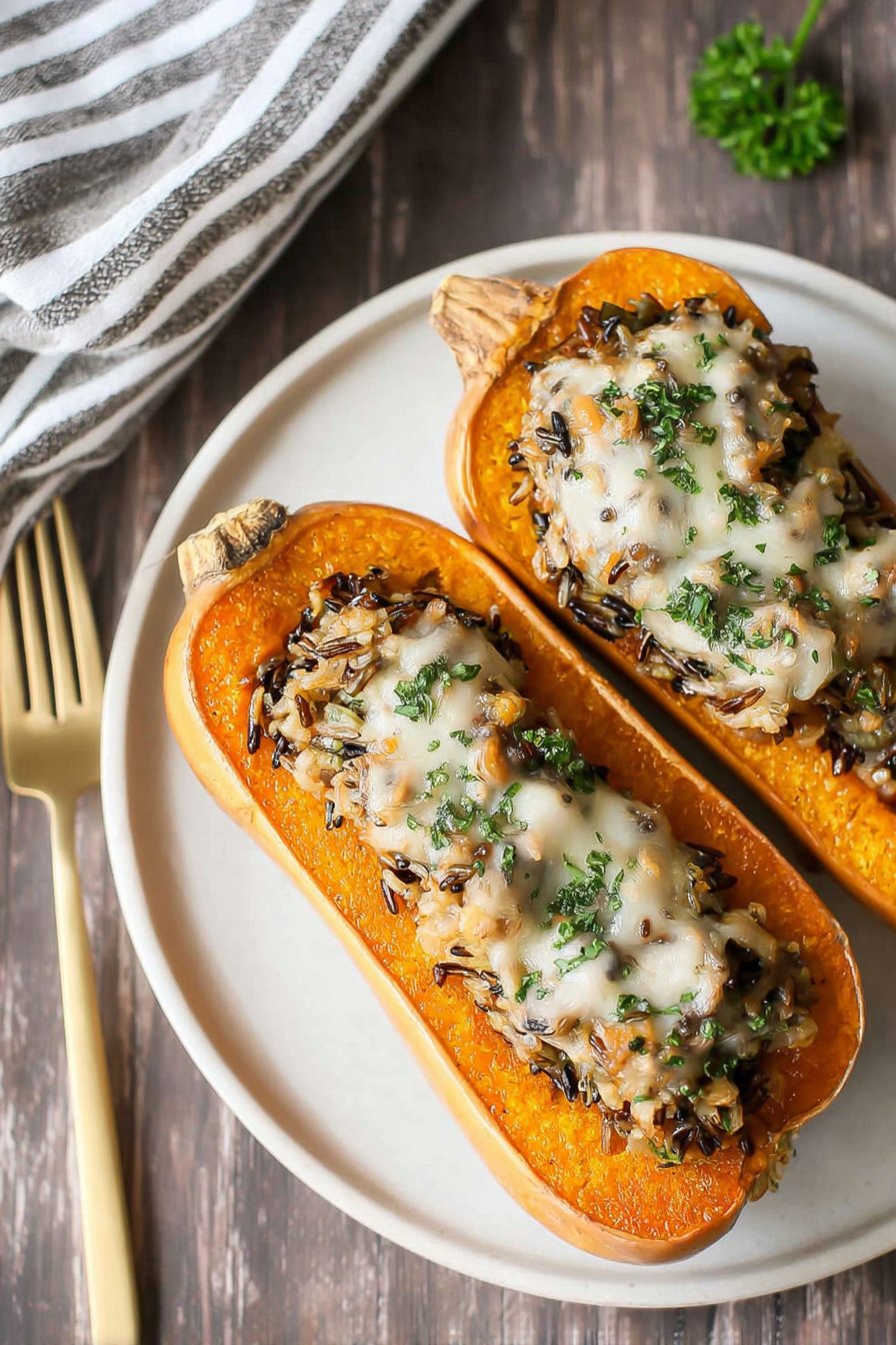 Courge butternut farcie au riz