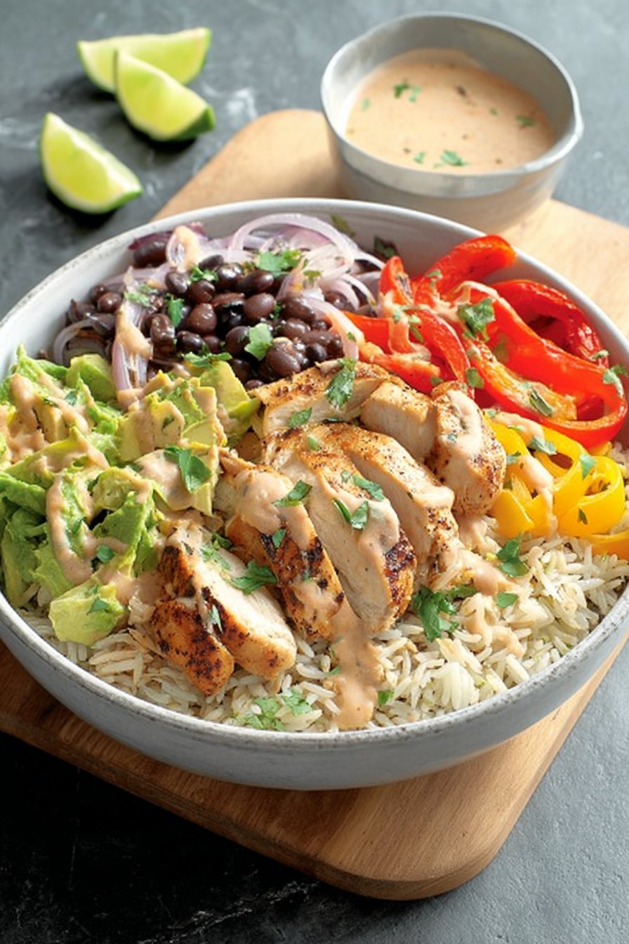 fajita poulet riz bols