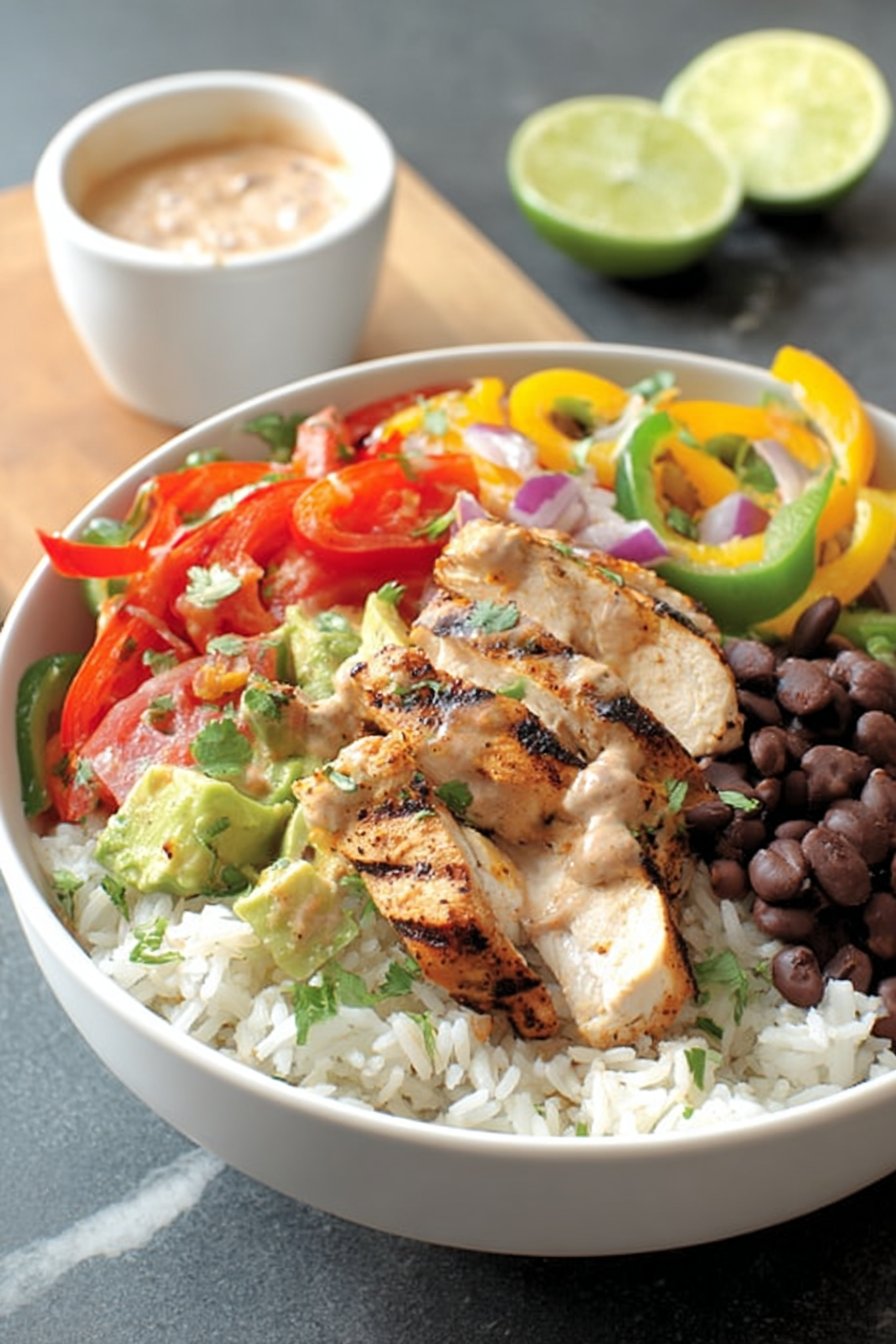fajita poulet riz bols