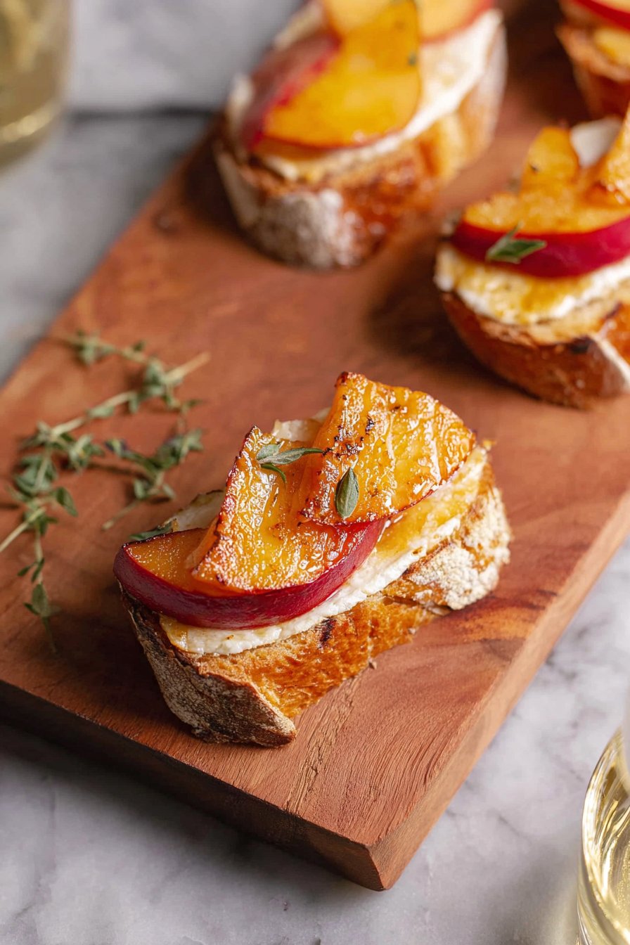 Toasts de brie brûlé aux pêches
